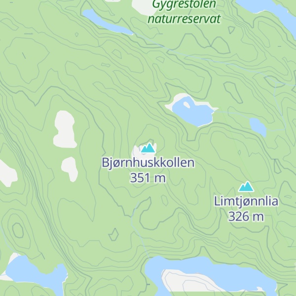 Map of Bjørnhuskkollen