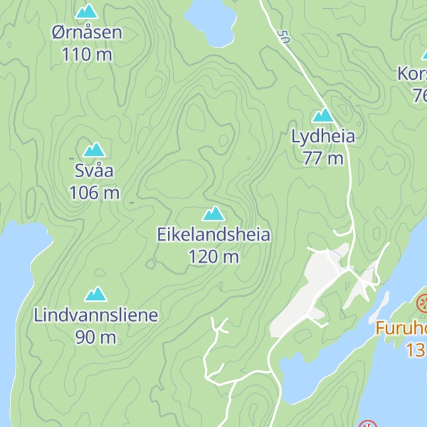 Map of Eikelandsheia