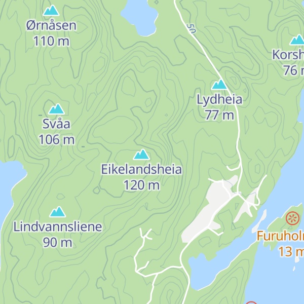 Map of Lille Eikelandsheia