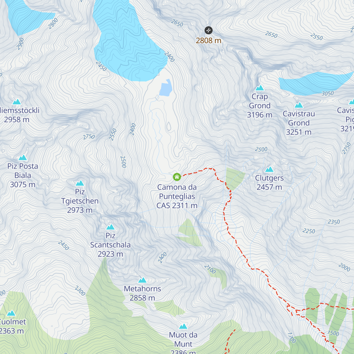 Camona da Punteglias CAS map