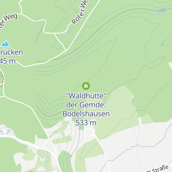 Map of "Waldhütte" der Gemde. Bodelshausen
