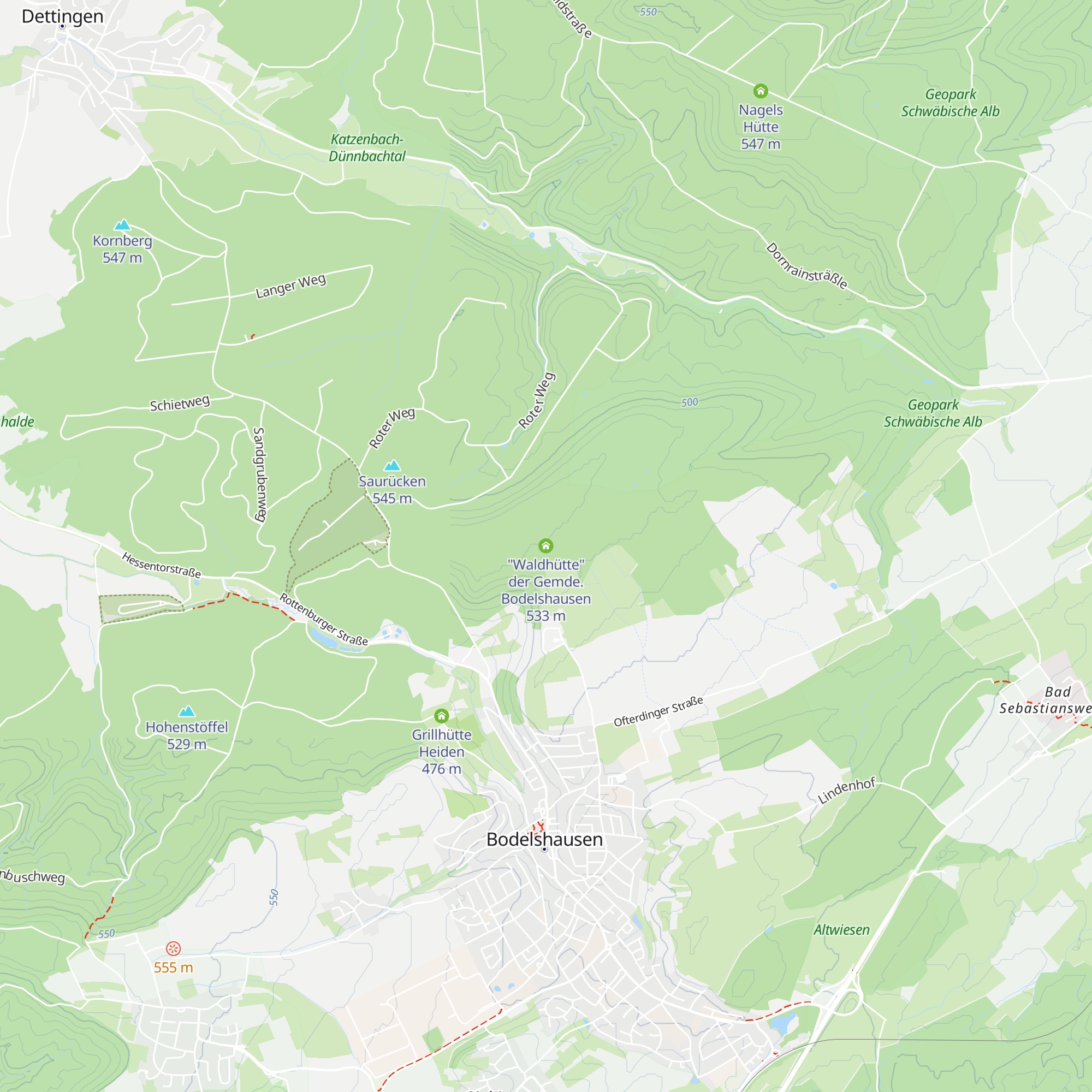 "Waldhütte" der Gemde. Bodelshausen map