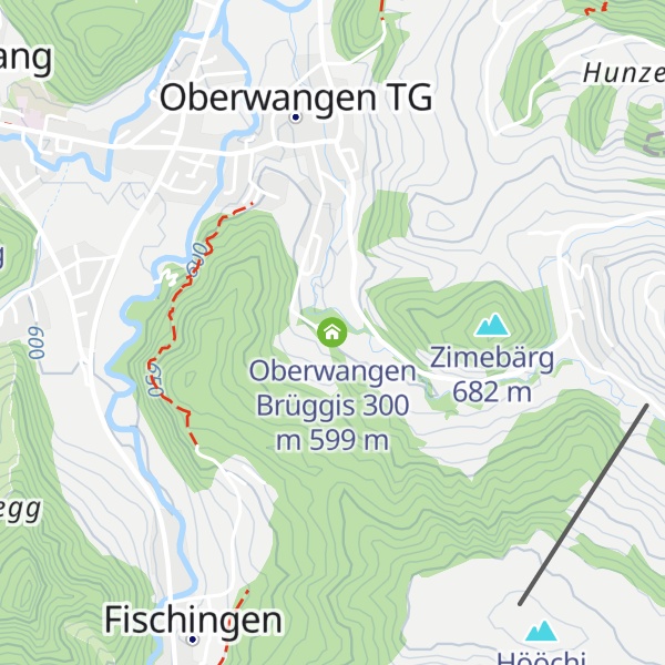 Map of Oberwangen Brüggis 300 m