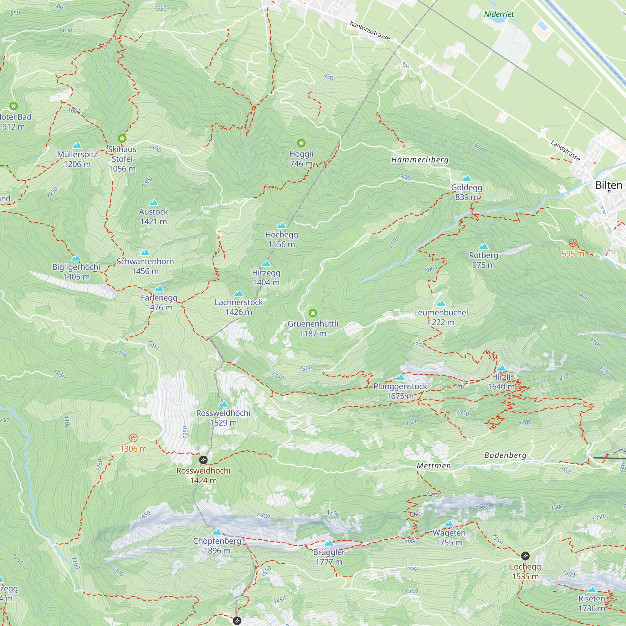 Gruenenhüttli map