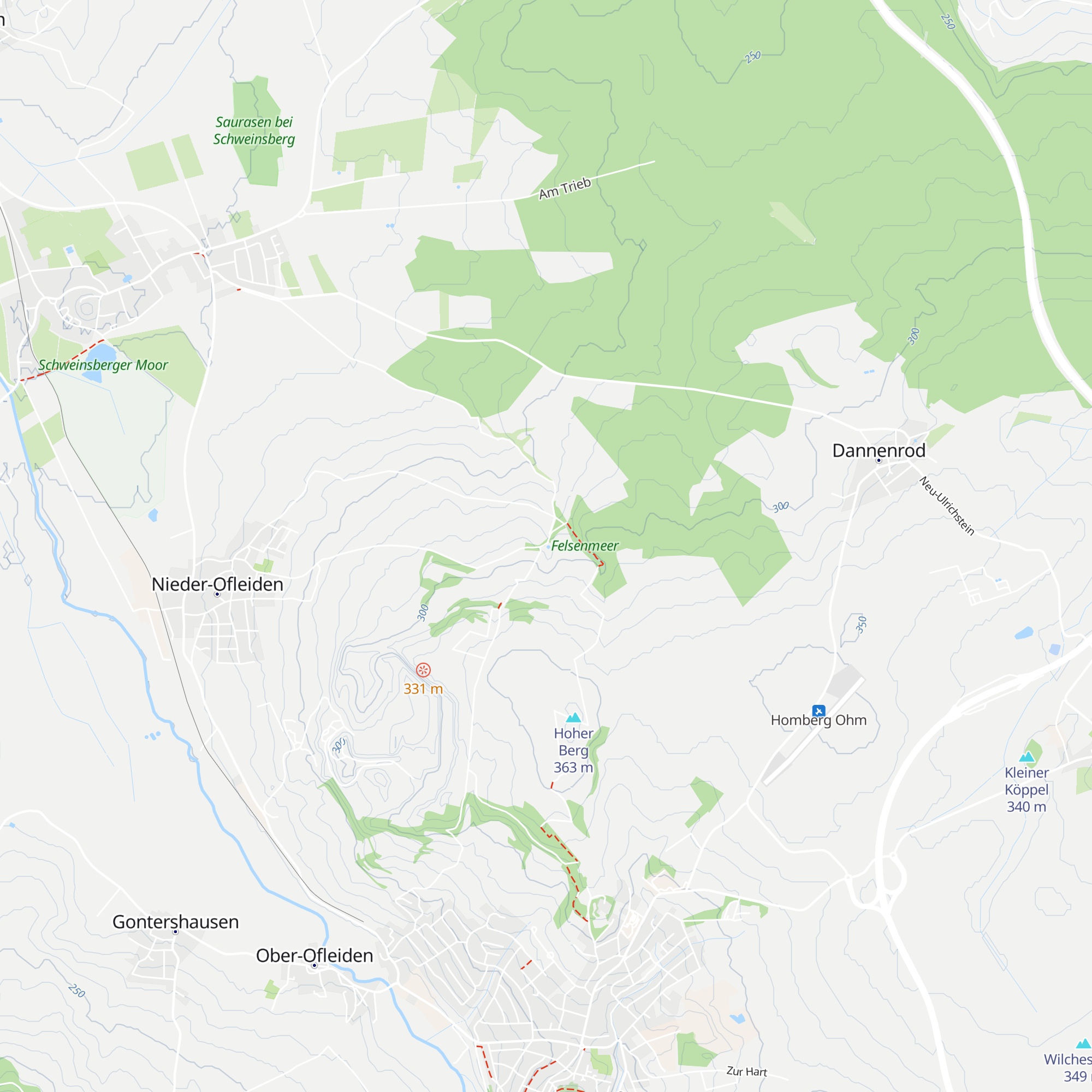 Schutzhütten an den Dicken Steinen map