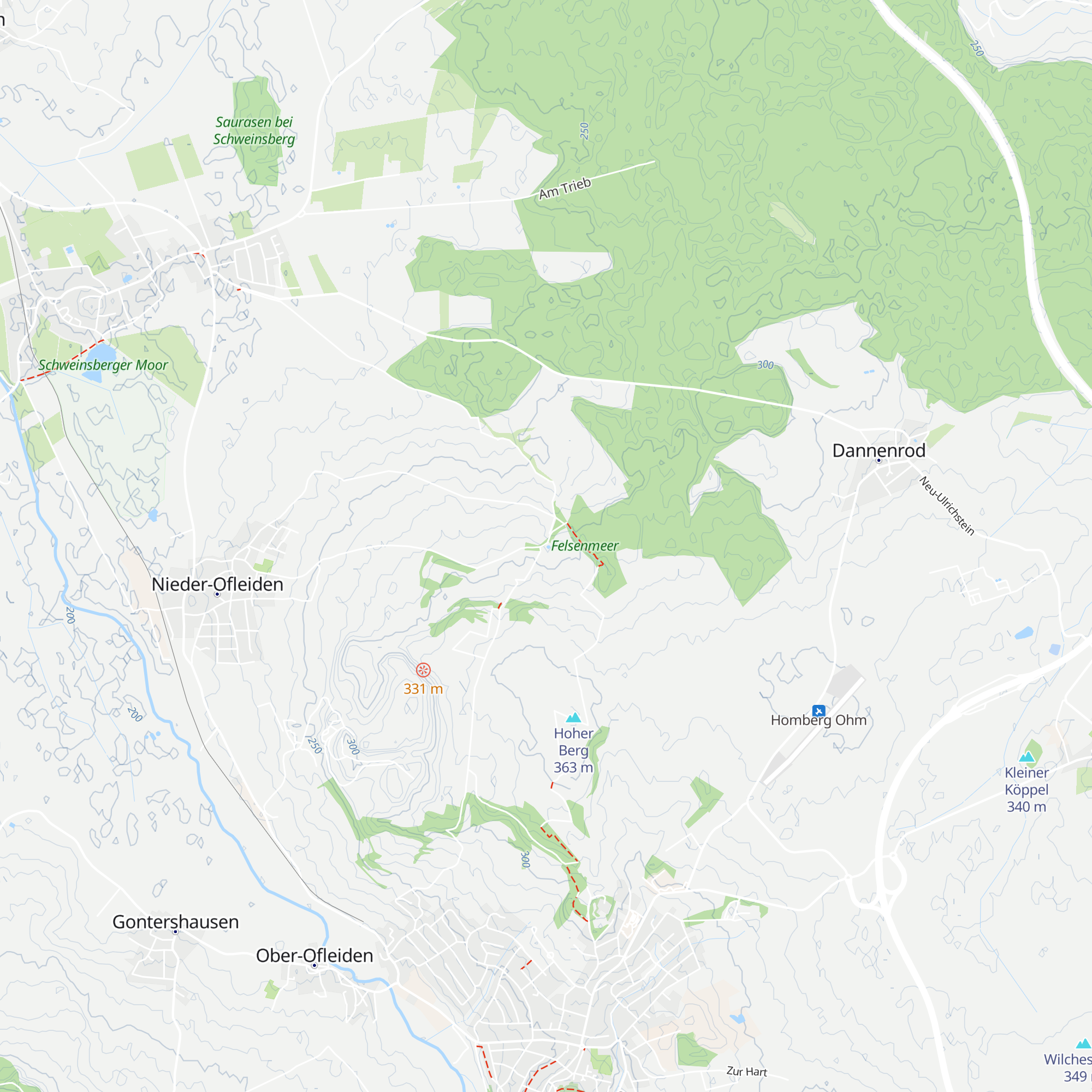 Schutzhütten an den Dicken Steinen map