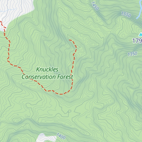 Map of Second Knuckles Peak