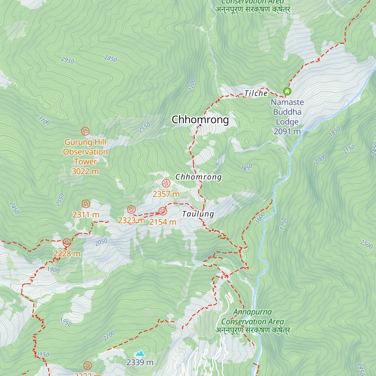 Real chhomrong lodge and restaurant map