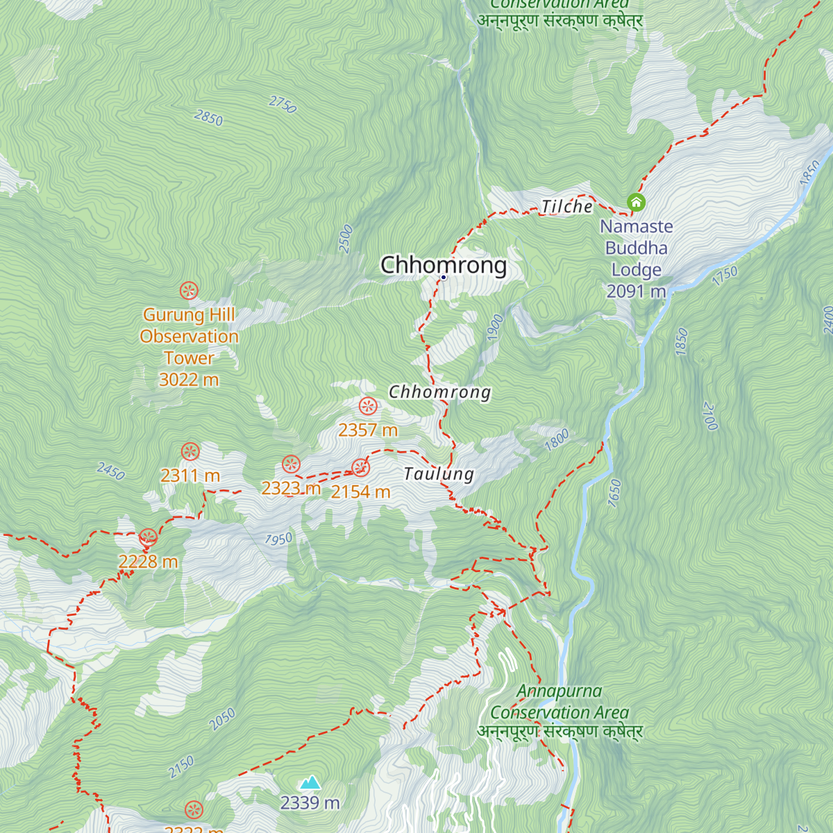 Real chhomrong lodge and restaurant map