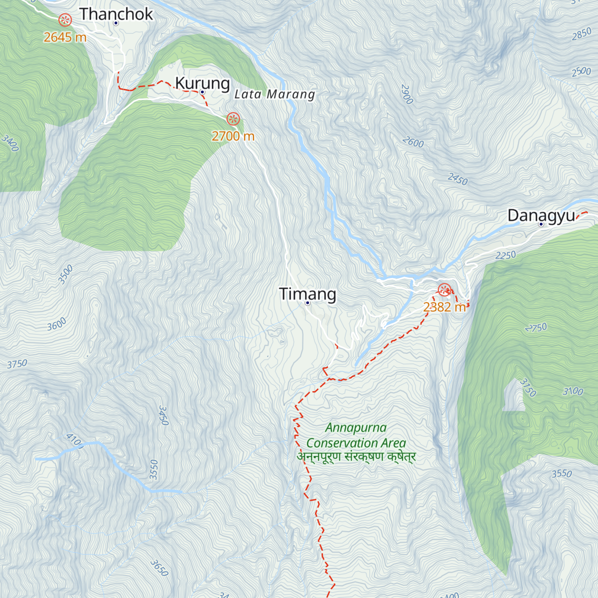 Manaslu hotel map