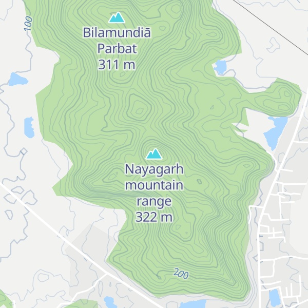Map of Nayagarh mountain range