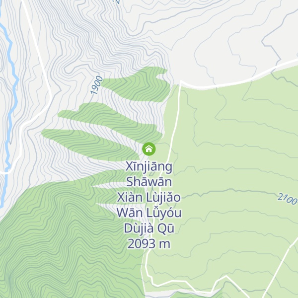 Map of Xīnjiāng Shāwān Xiàn Lùjiǎo Wān Lǚyóu Dùjià Qū