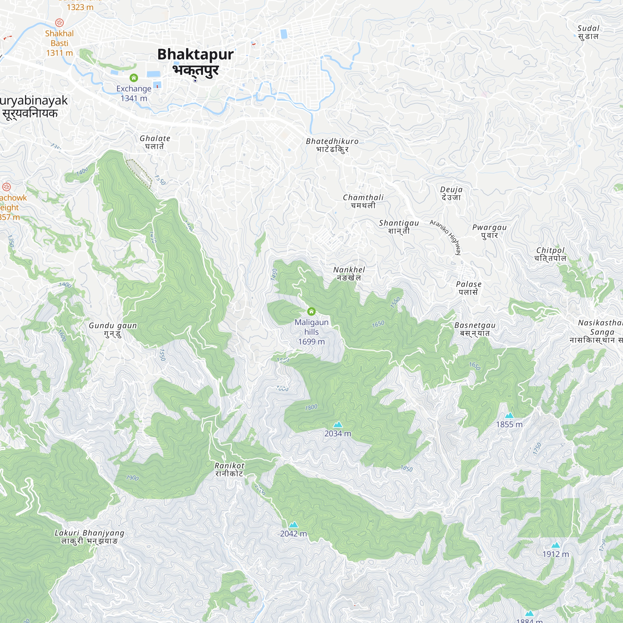 Maligaun hills map