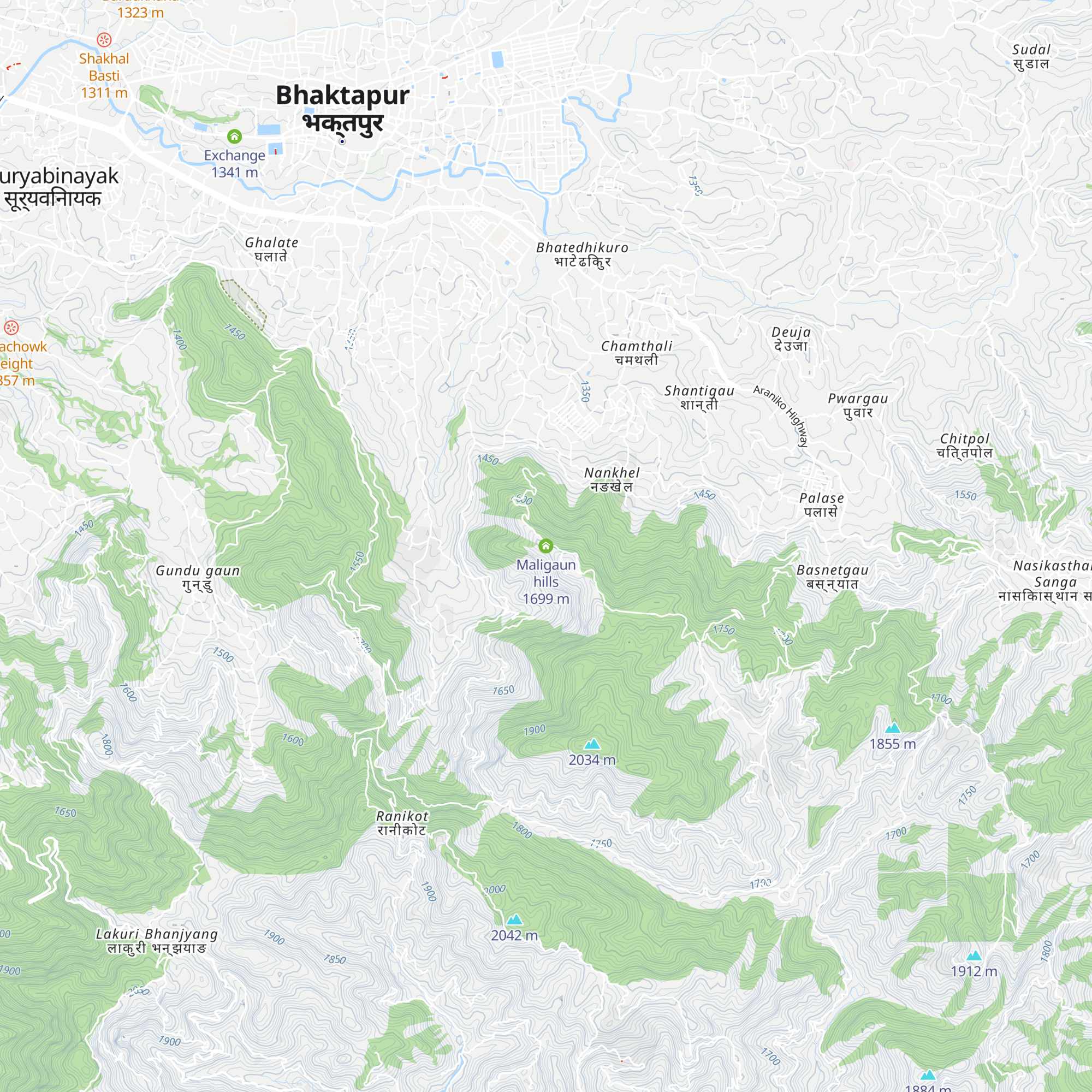 Maligaun hills map