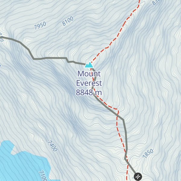 Map of Mount Everest - South Peak