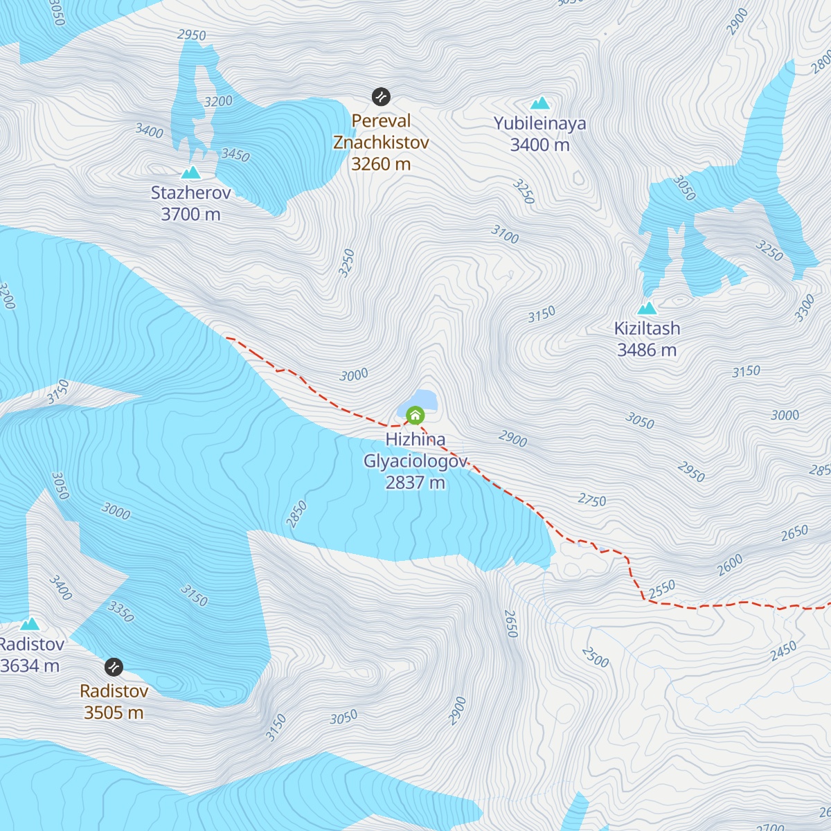 Hizhina Glyaciologov map