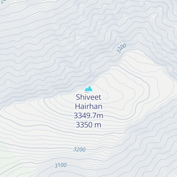 Map of Shiveet Hairhan 3349.7m