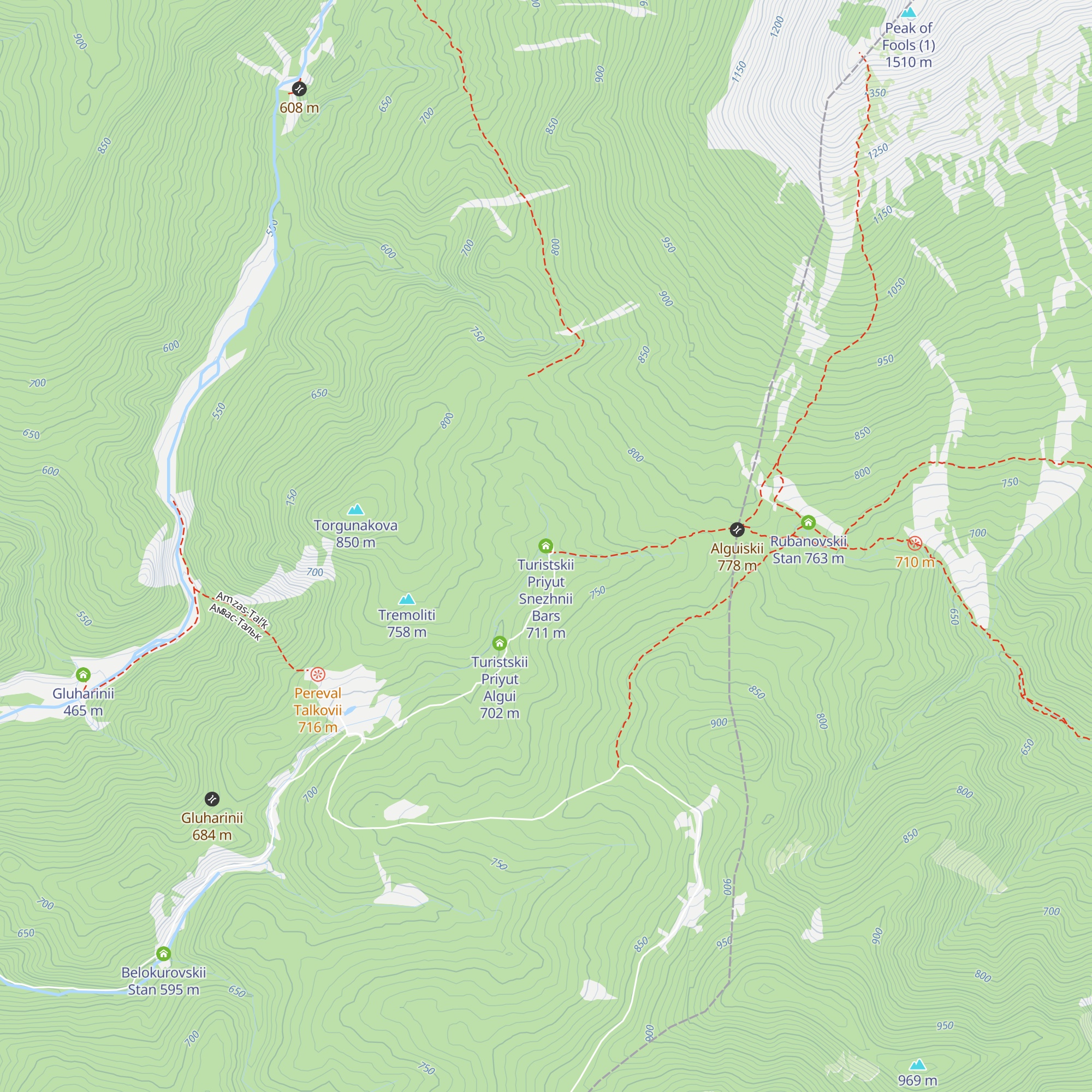 Turistskii Priyut Snezhnii Bars map
