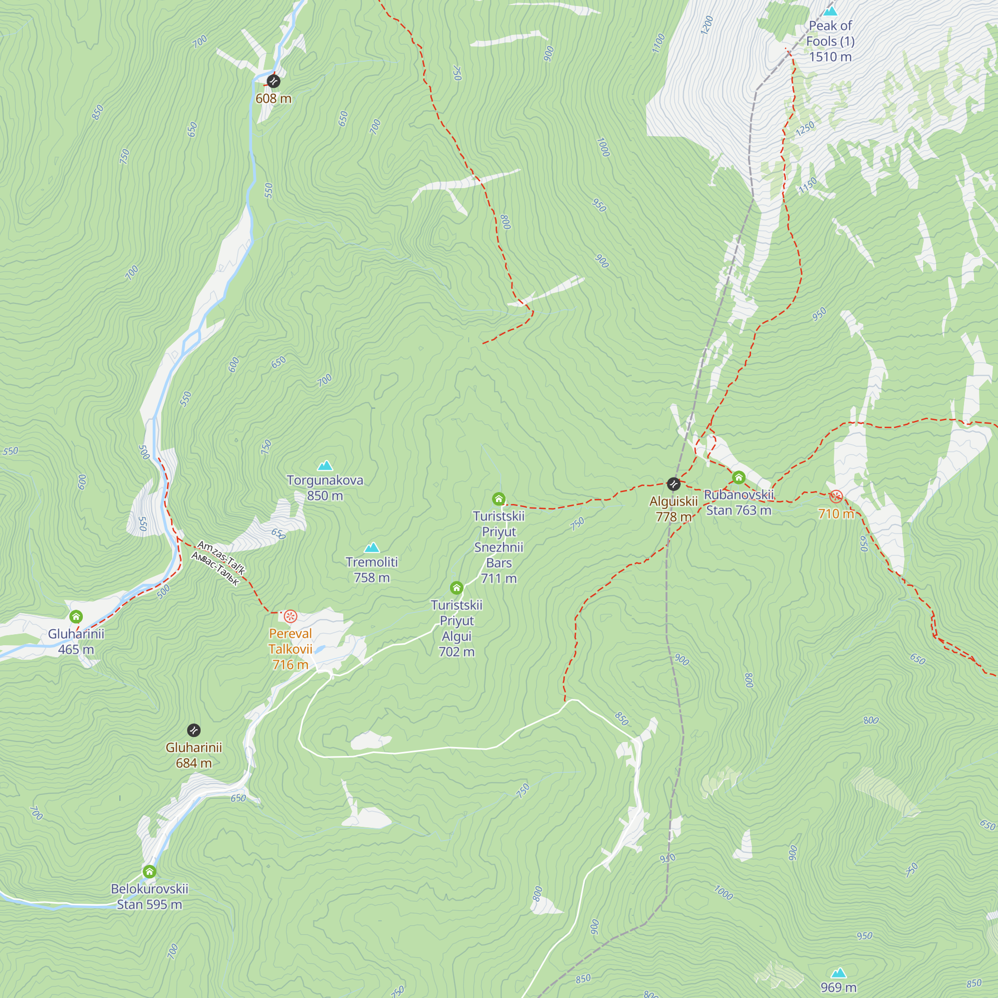 Turistskii Priyut Snezhnii Bars map