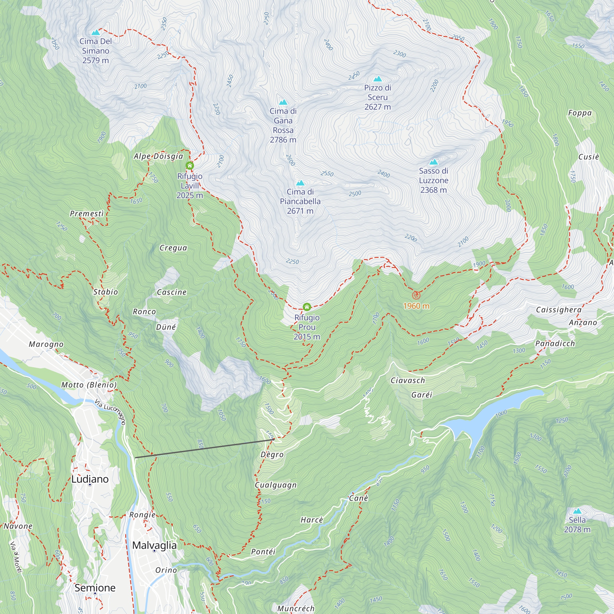 Rifugio Prou map