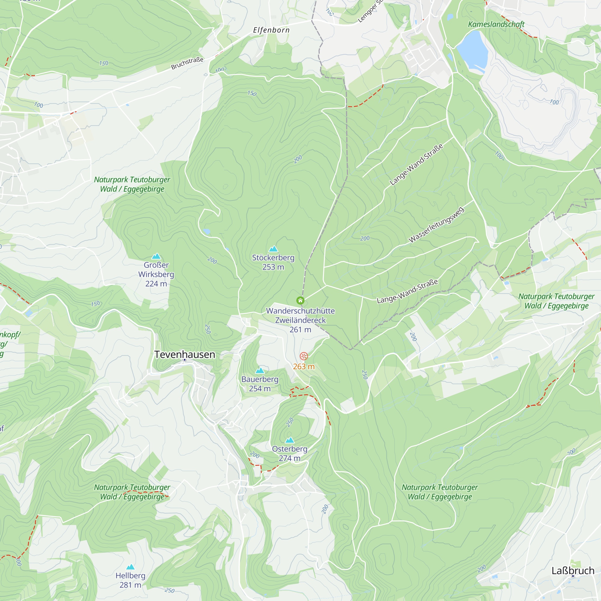 Wanderschutzhütte Zweiländereck map