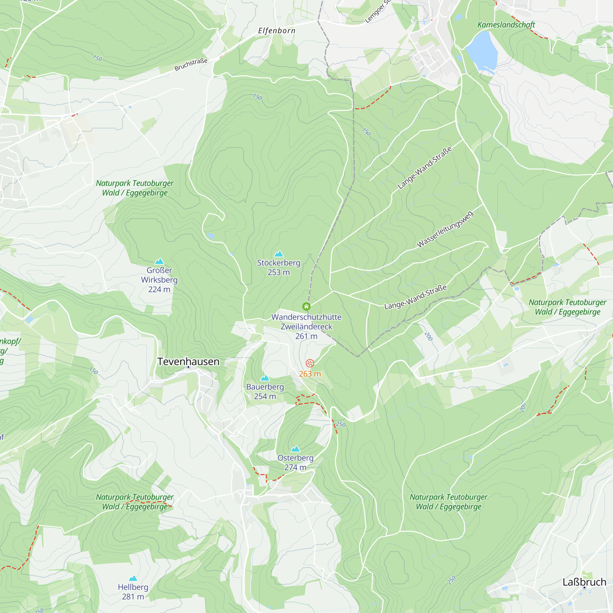 Wanderschutzhütte Zweiländereck map