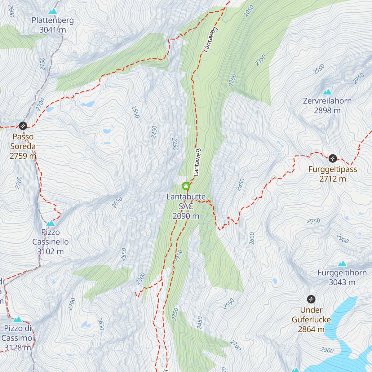 Läntahütte SAC map