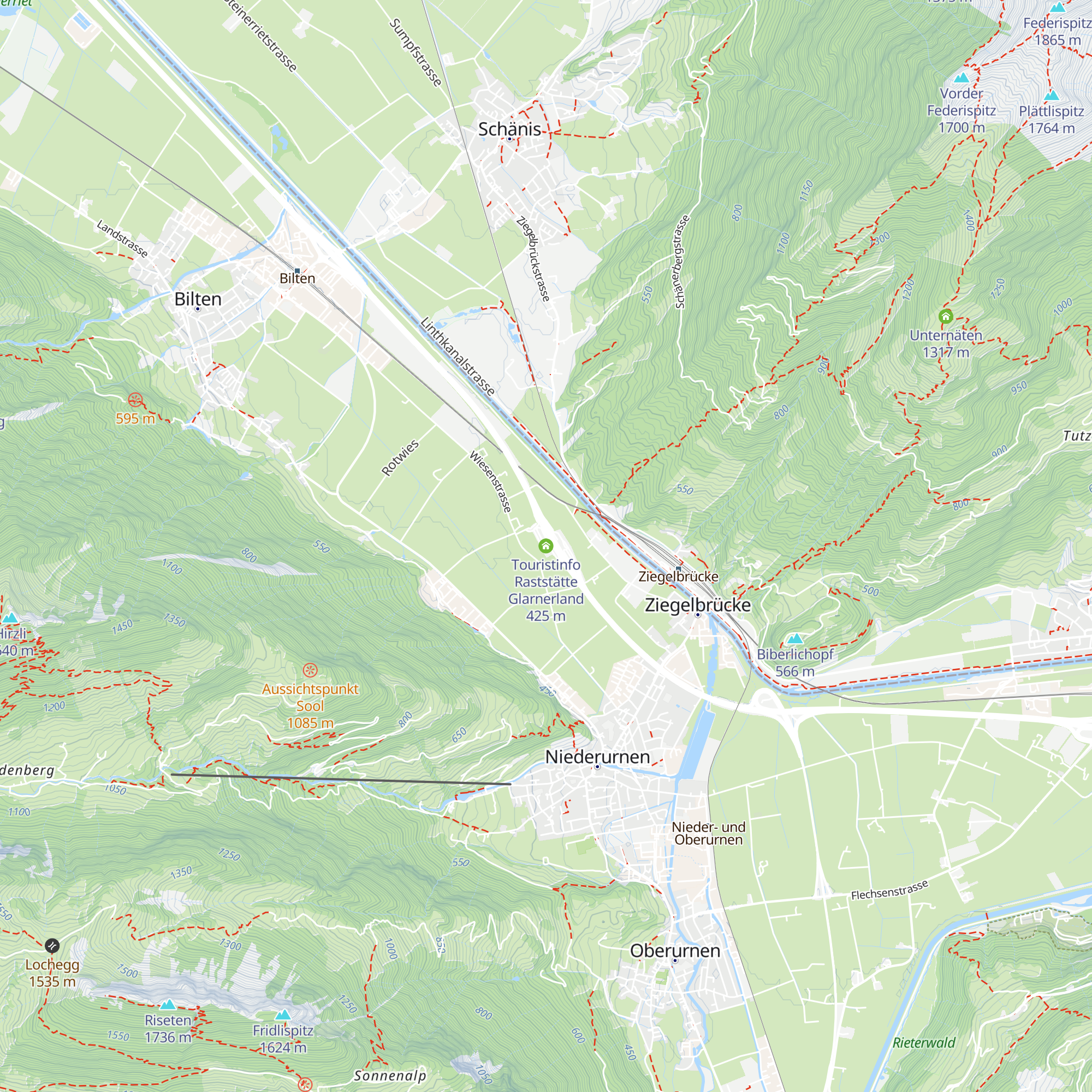 Touristinfo Raststätte Glarnerland map