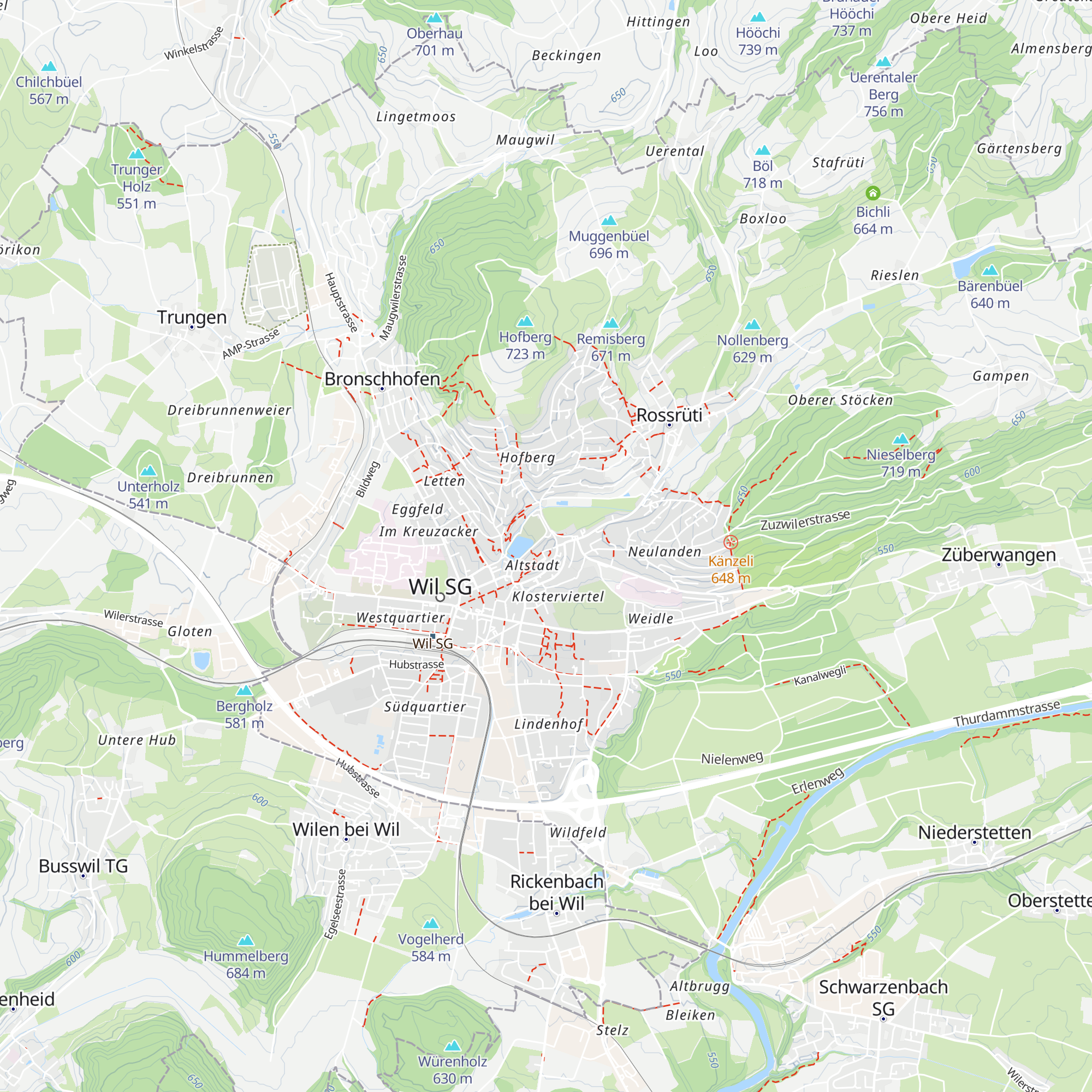 Tourist Info Stadt Wil map
