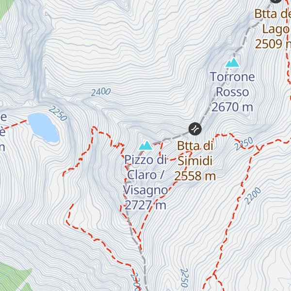 Map of Pizzo di Claro / Visagno