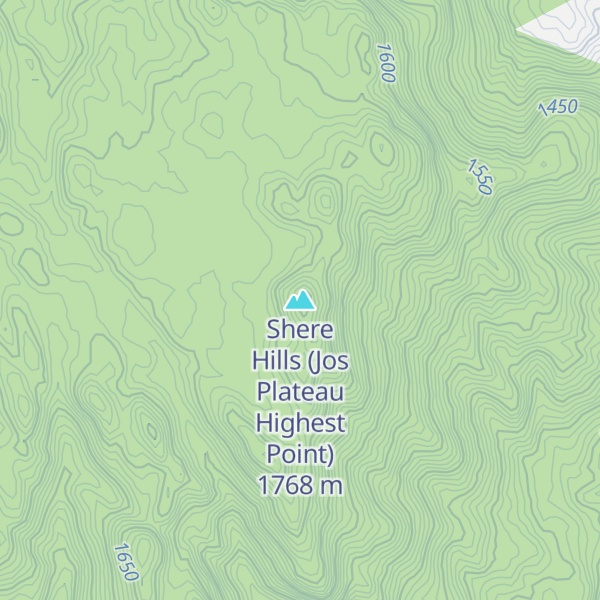 Map of Shere Hills (Jos Plateau Highest Point)