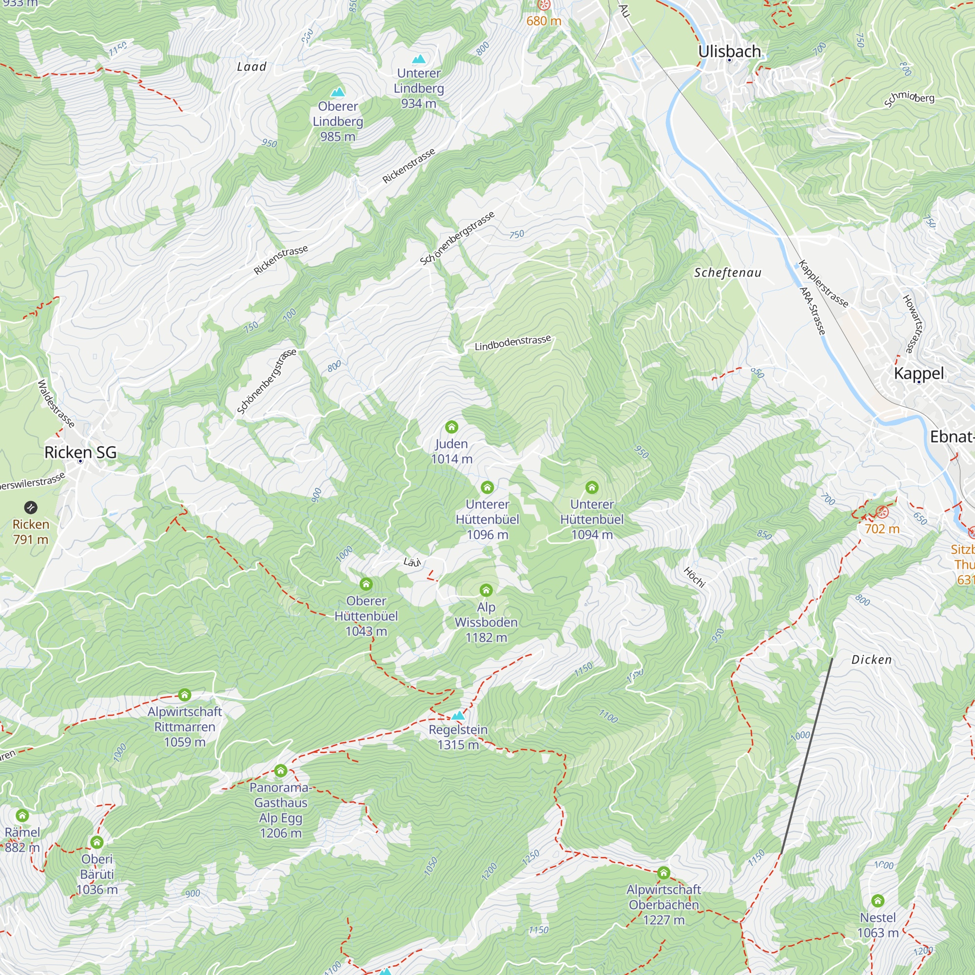 Unterer Hüttenbüel map
