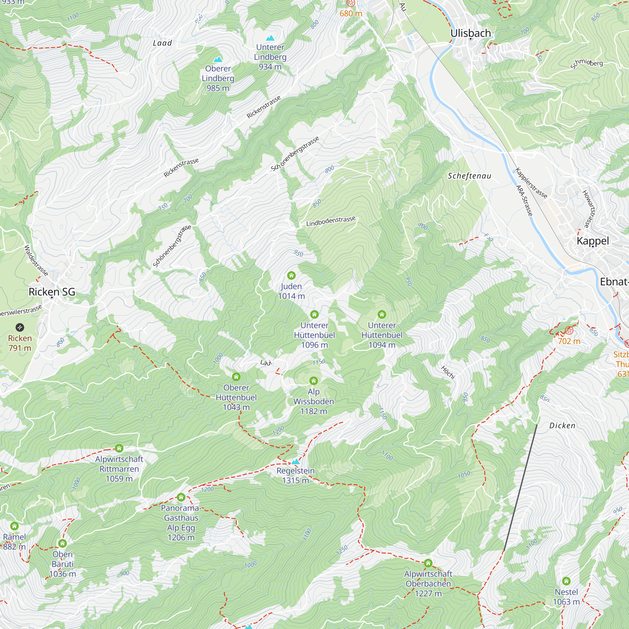 Unterer Hüttenbüel map