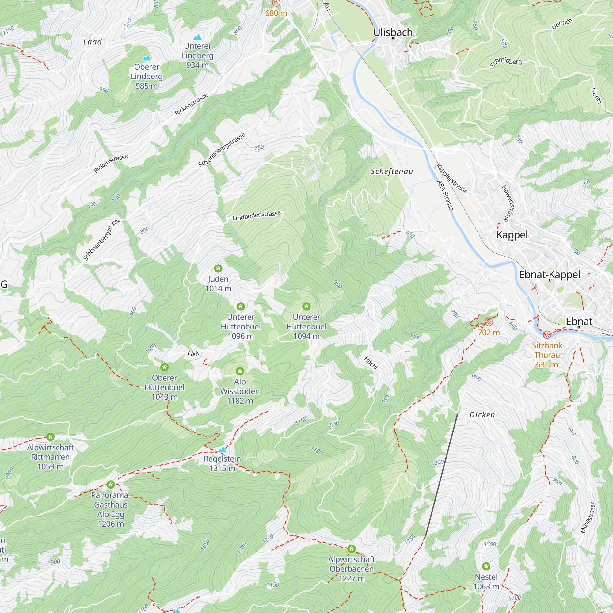 Unterer Hüttenbüel map