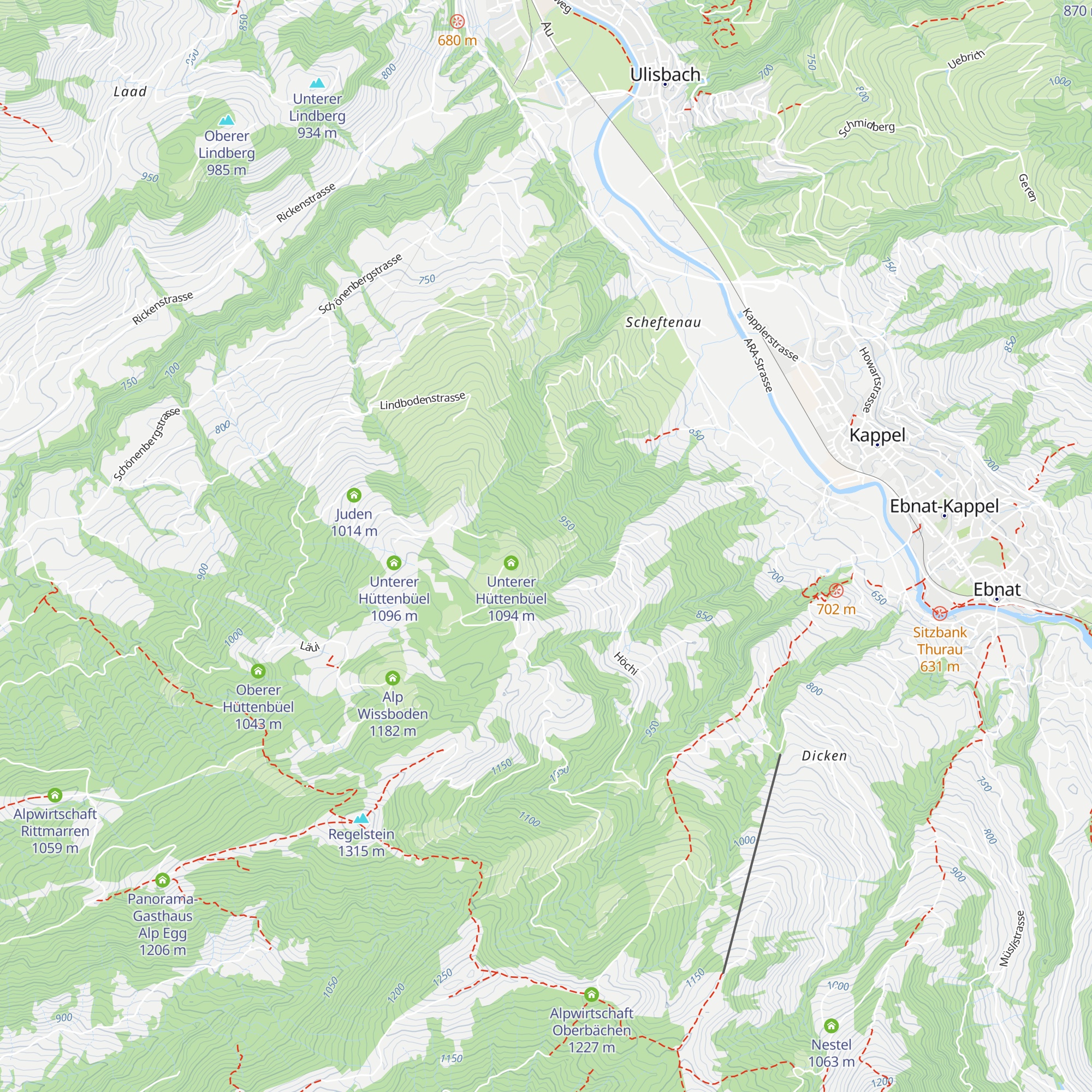 Unterer Hüttenbüel map