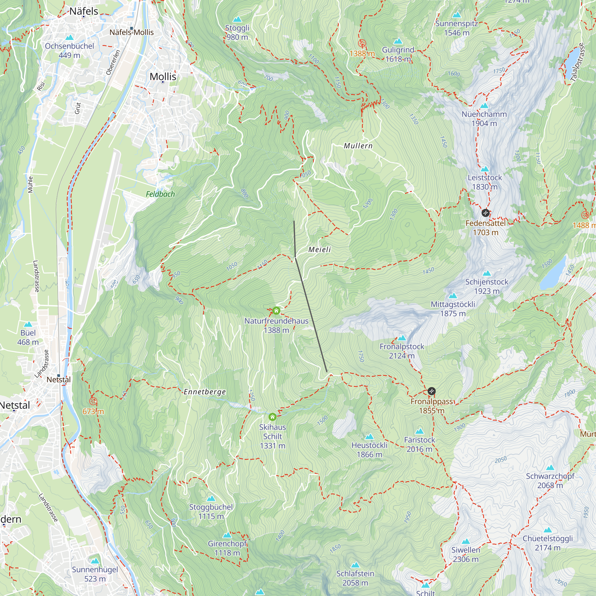Skihütte SC Mollis map