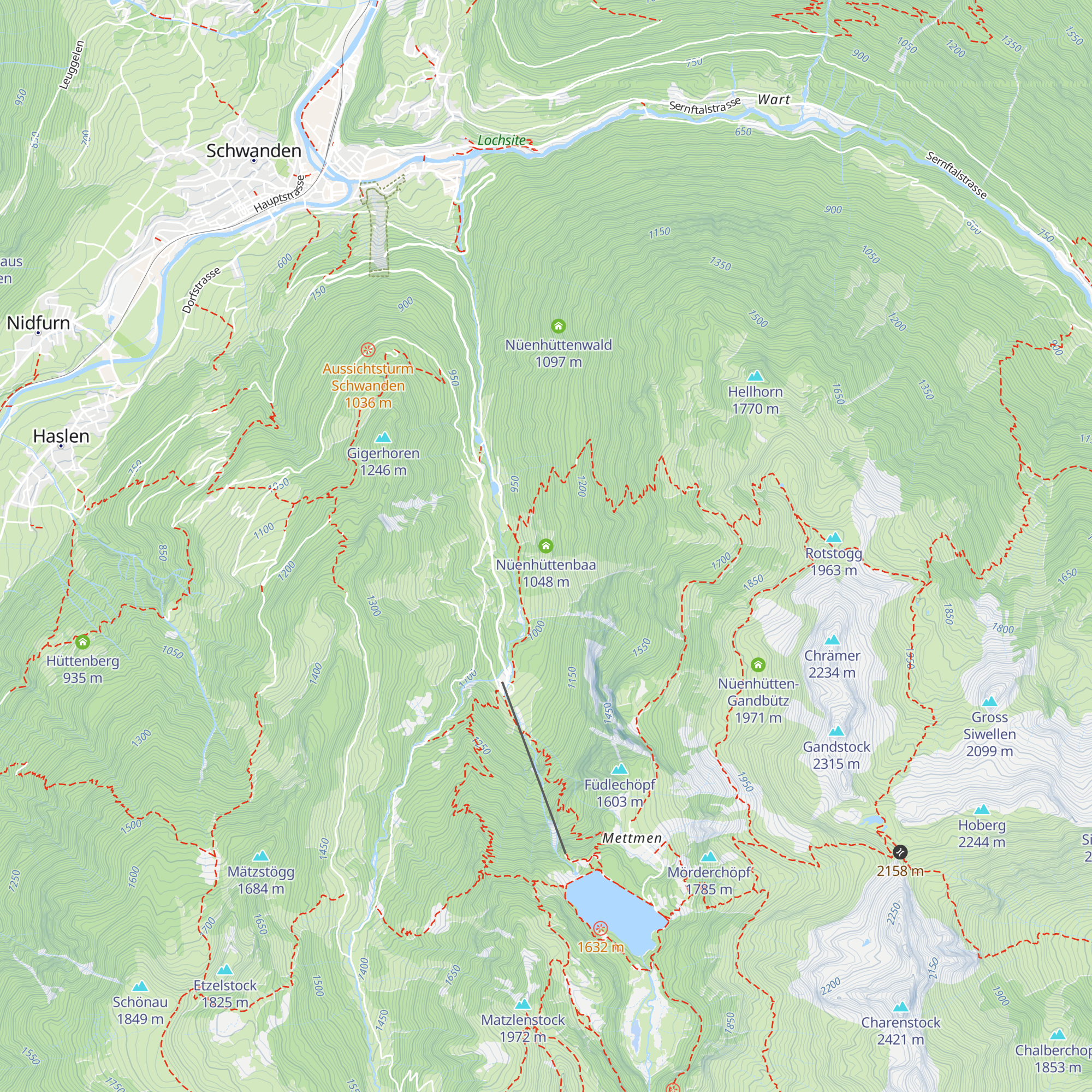 Nüenhüttenbaa map