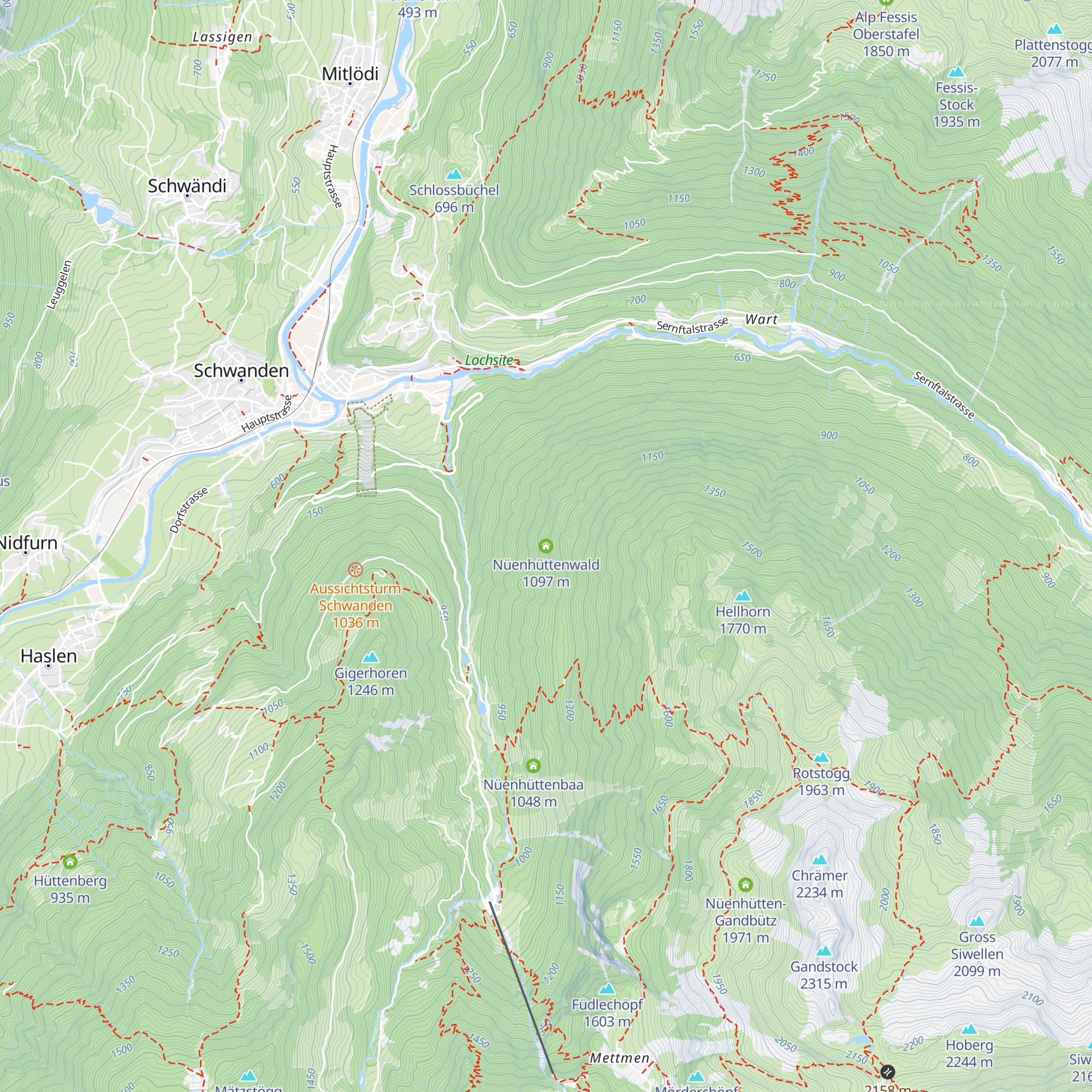 Nüenhüttenwald map