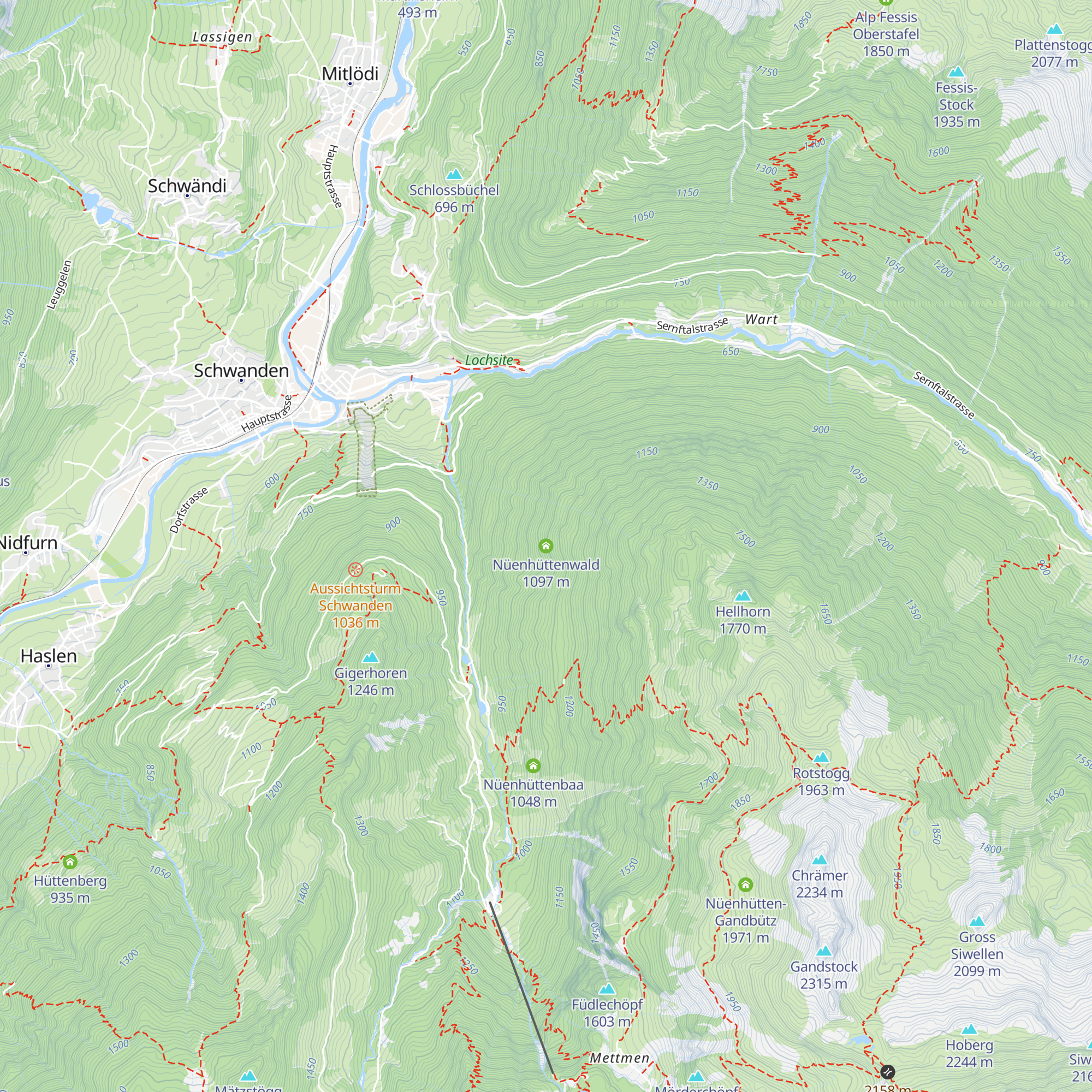 Nüenhüttenwald map