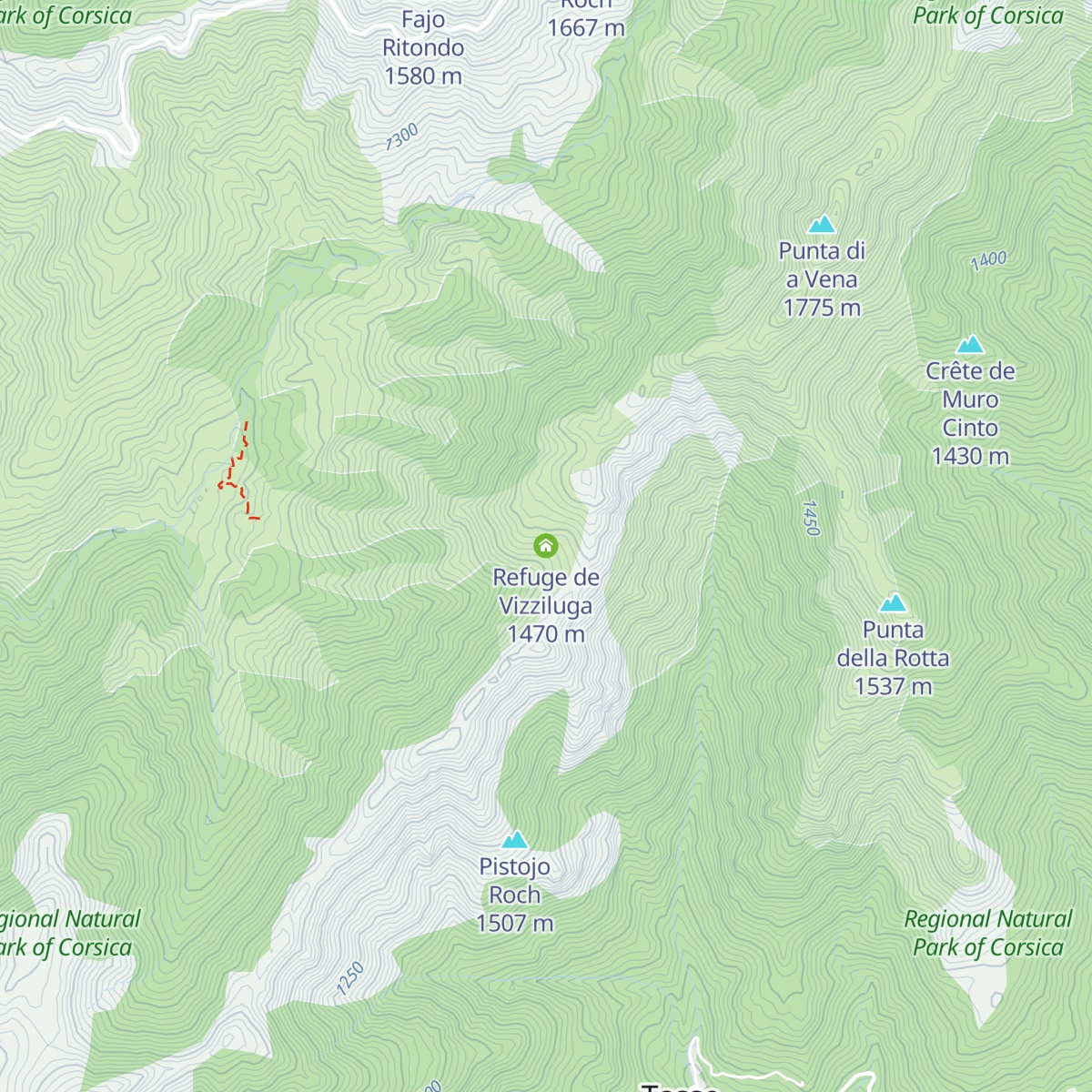 Refuge de Vizziluga map