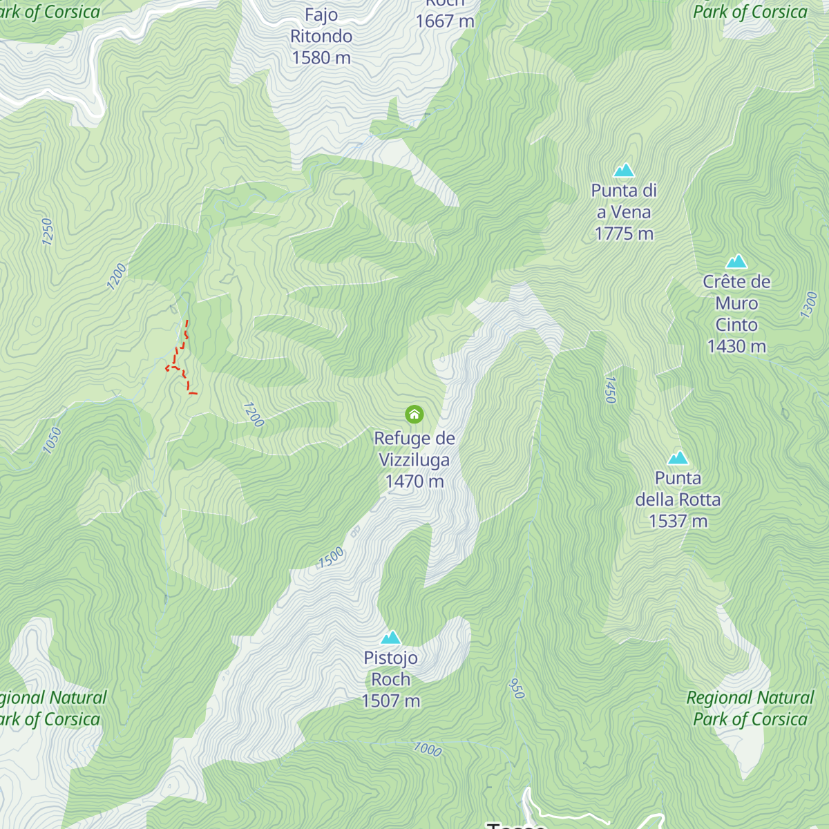 Refuge de Vizziluga map