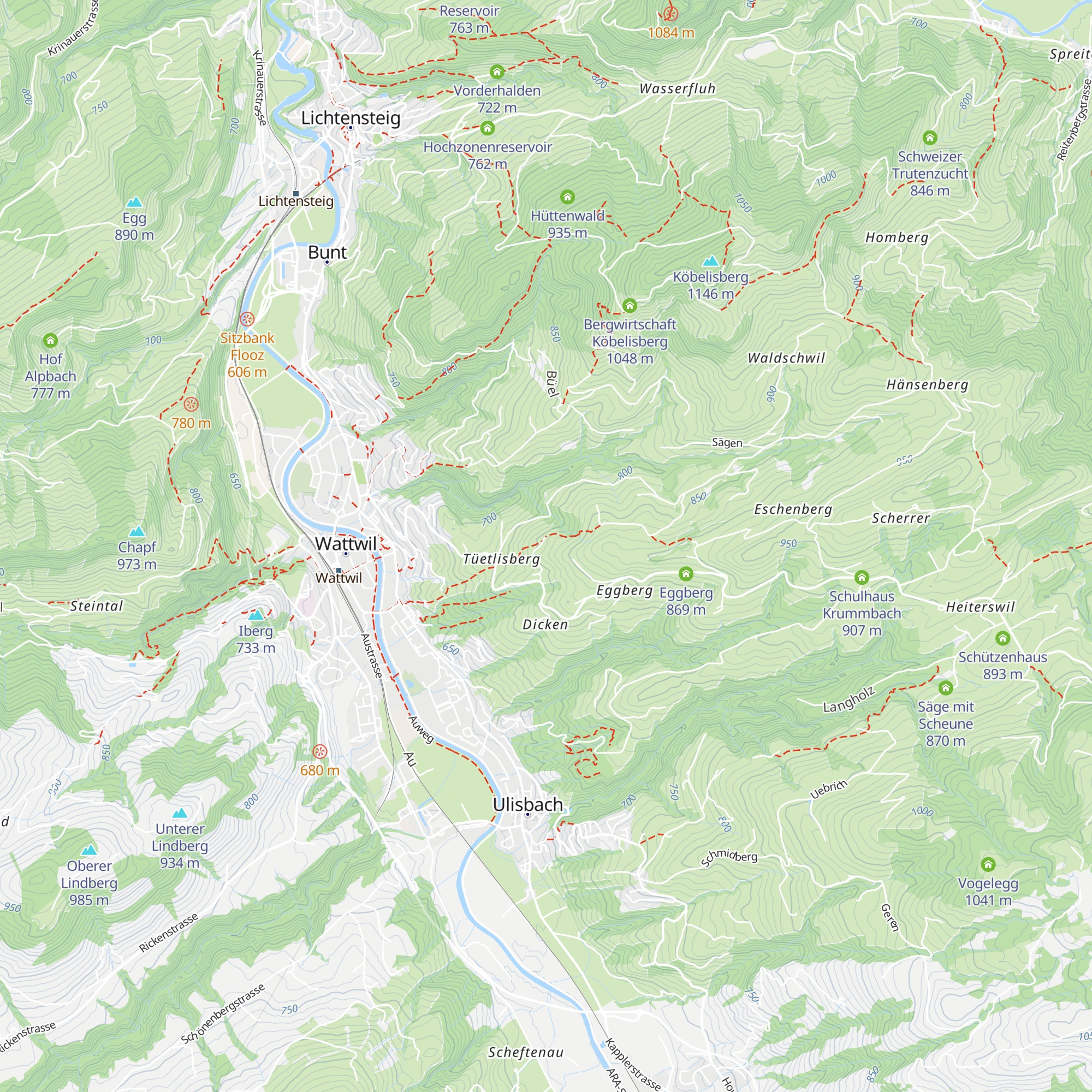 Hütten map