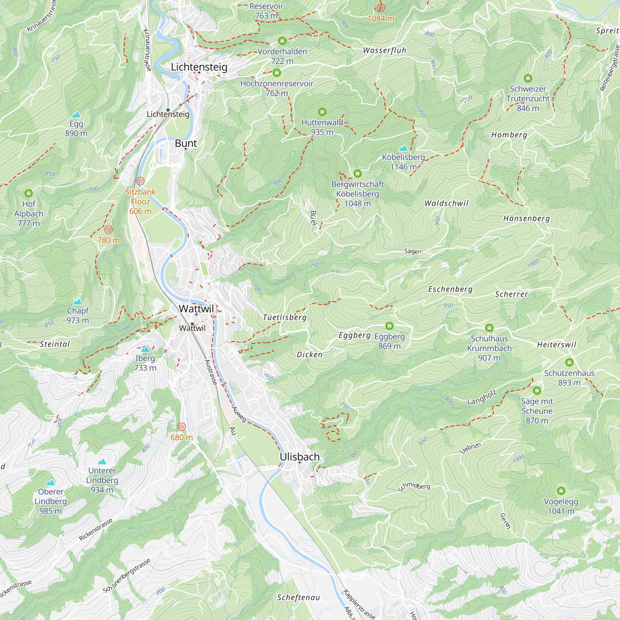Hütten map