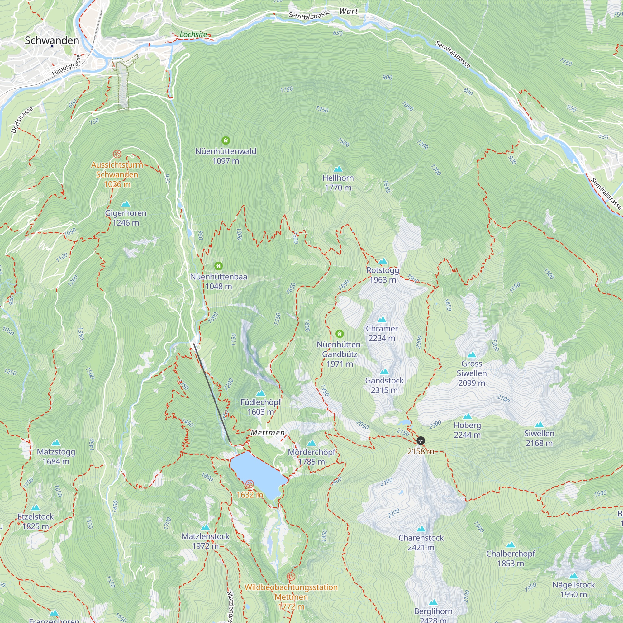 Nüenhütten-Schwiren map