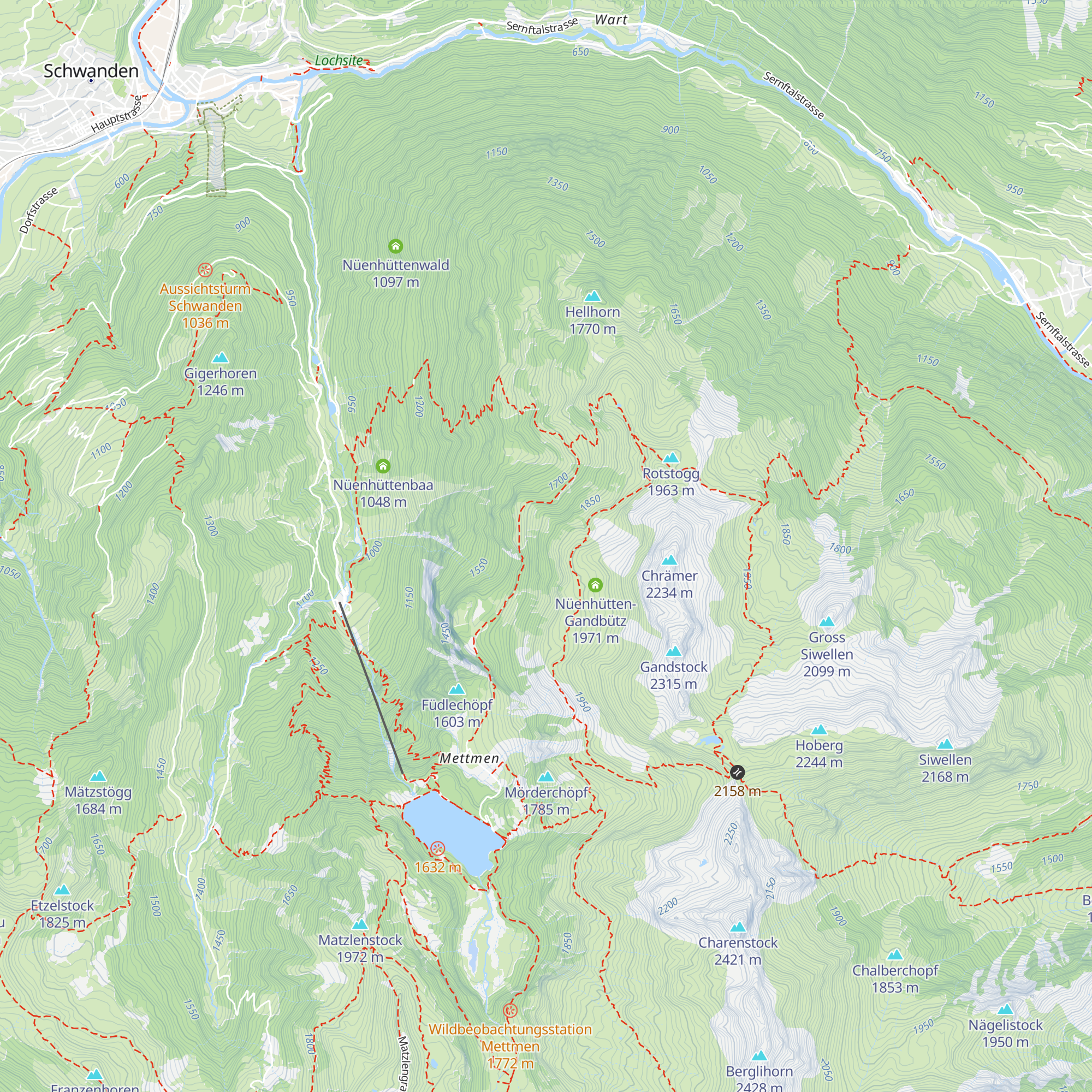 Nüenhütten-Schwiren map