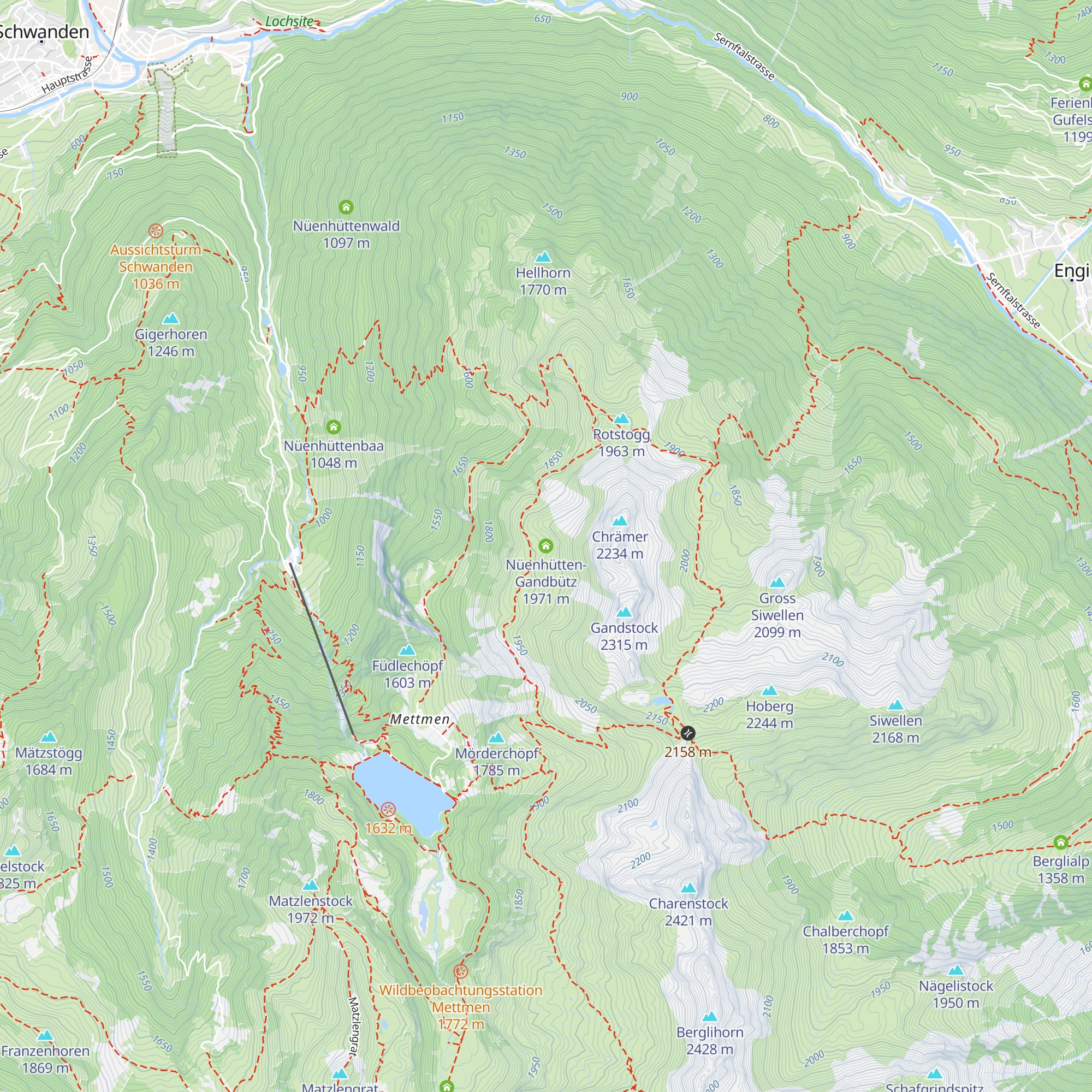 Nüenhütten-Gandbütz map