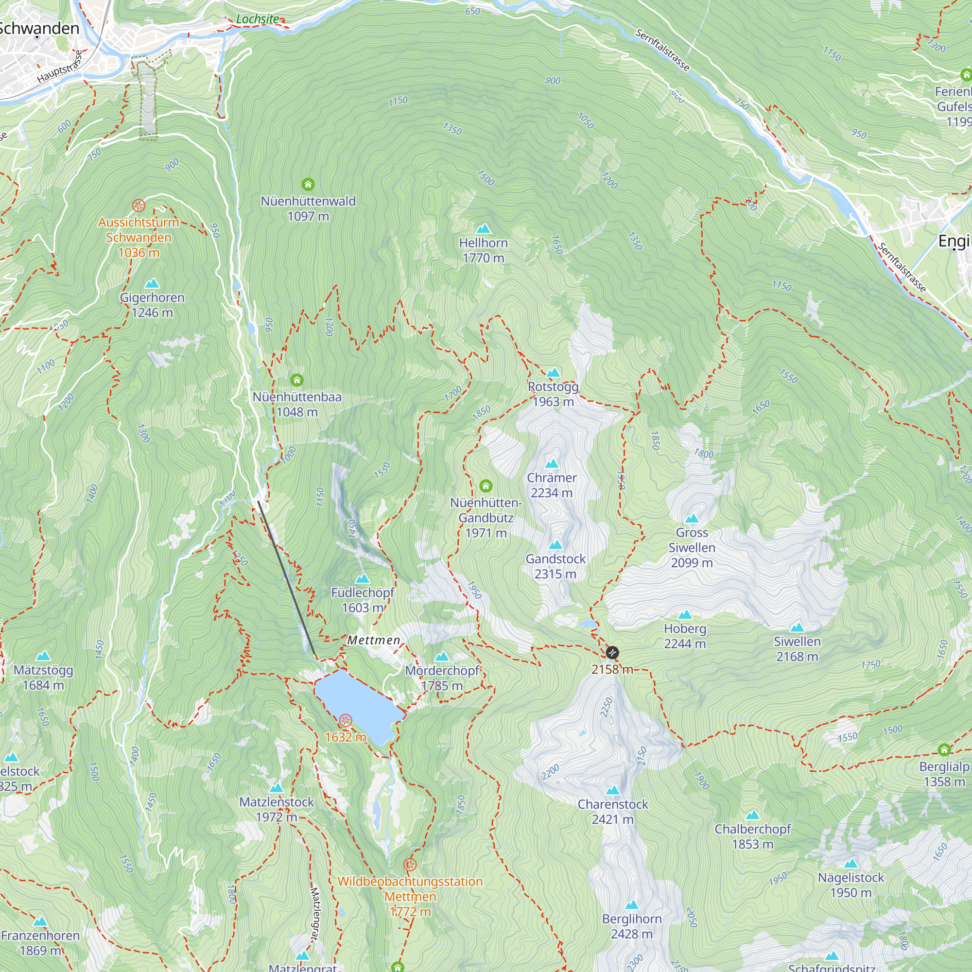 Nüenhütten-Gandbütz map