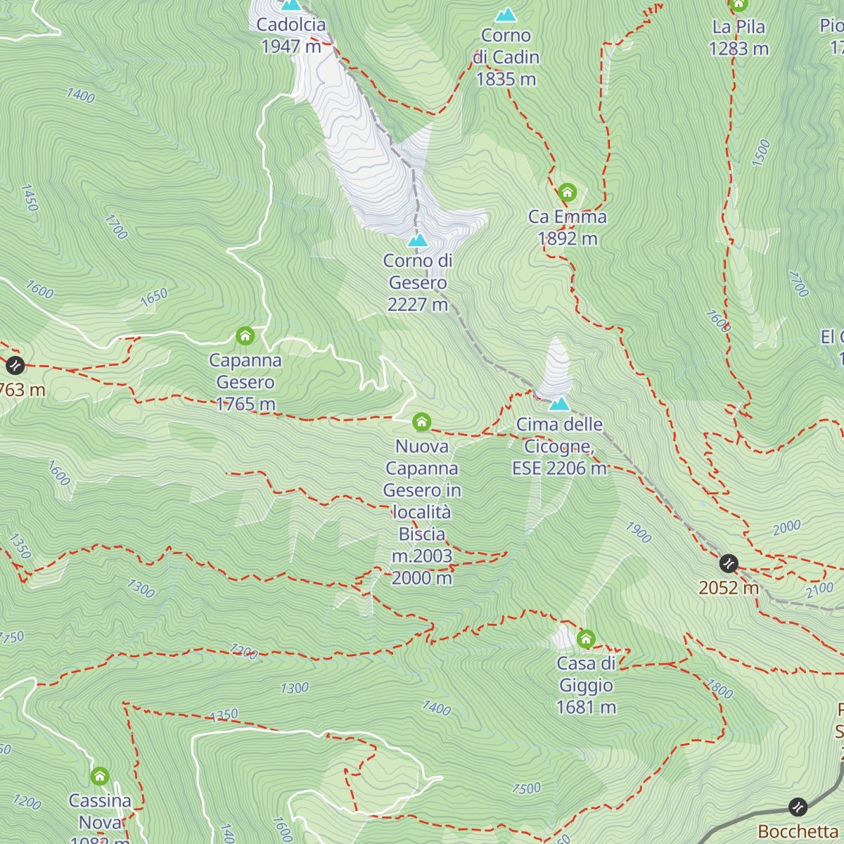Nuova Capanna Gesero in località Biscia m.2003 map