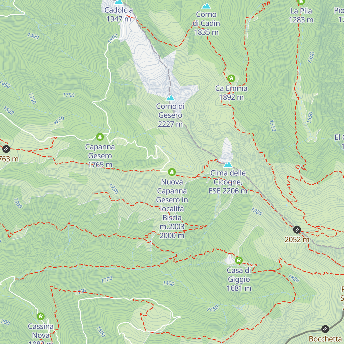 Nuova Capanna Gesero in località Biscia m.2003 map