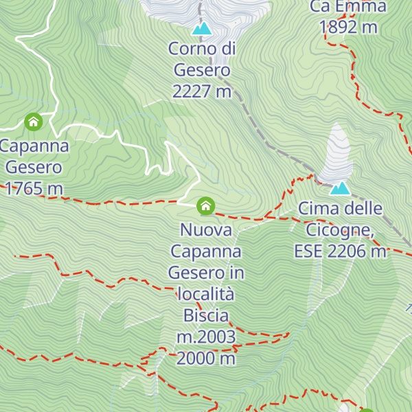Map of Nuova Capanna Gesero in località Biscia m.2003